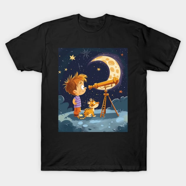 Navigating Childhood with Calvin and Hobbes T-Shirt by Chibi Monster